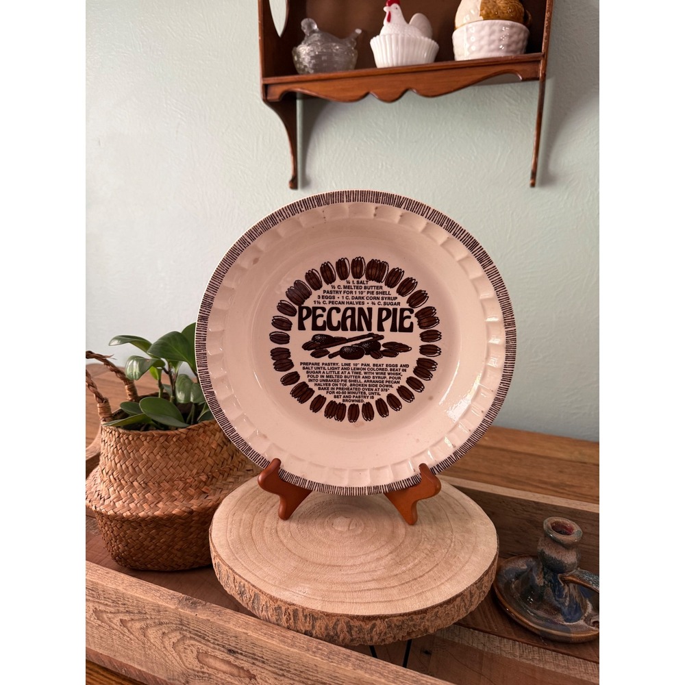 Vintage Royal China Jeannette Pecan Pie Recipe Dish Ceramic 10 Inch Plate USA